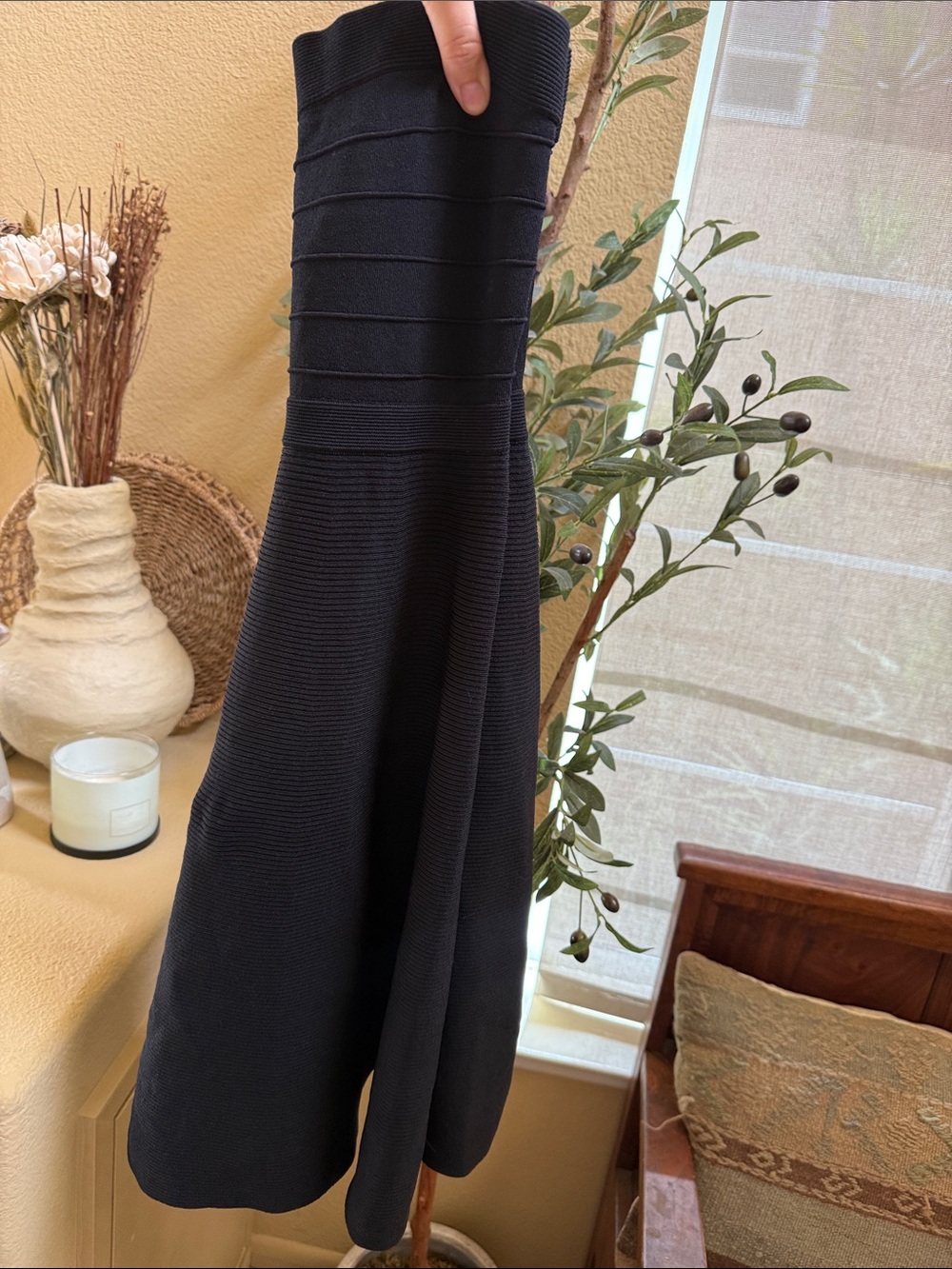 Rebecca Taylor Black Strapless A-Line Knit Dress